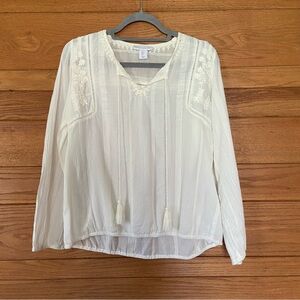 House of Harlow white cotton embroidered made in India boho blouse